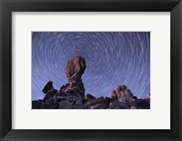 Framed Star trails around the Northern Pole Star, Arches National Park, Utah