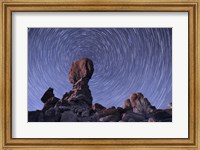Framed Star trails around the Northern Pole Star, Arches National Park, Utah