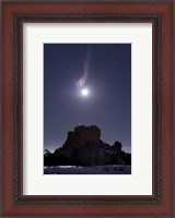 Framed Moon Diffraction over Malpais Monument Rock, New Mexico