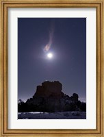 Framed Moon Diffraction over Malpais Monument Rock, New Mexico