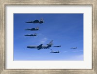Framed Six F-15 Eagles Refuel from a KC-10 Extender