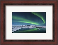 Framed Northern Lights over the Glacier Lagoon in Iceland