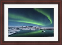 Framed Northern Lights over the Glacier Lagoon in Iceland