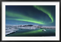 Framed Northern Lights over the Glacier Lagoon in Iceland