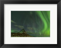 Framed Northern Lights over Mount Kirkjufell in Iceland