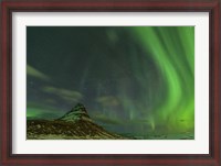Framed Northern Lights over Mount Kirkjufell in Iceland