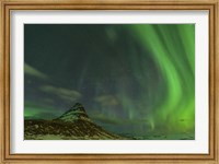 Framed Northern Lights over Mount Kirkjufell in Iceland