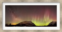 Framed Red Aurora Borealis and Milky Way over Carcross Desert, Canada