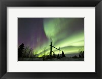 Framed Aurora Borealis over a Ranch, Whitehorse, Yukon, Canada