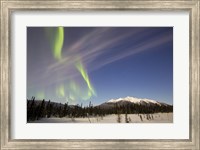Framed Aurora Borealis over Mountain near Mayo, Yukon, Canada