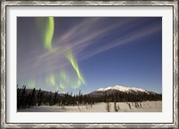 Framed Aurora Borealis over Mountain near Mayo, Yukon, Canada