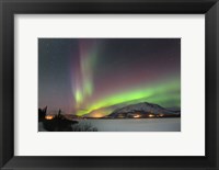 Framed Aurora Borealis over Nares Lake, Carcross, Yukon, Canada