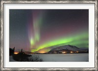 Framed Aurora Borealis over Nares Lake, Carcross, Yukon, Canada