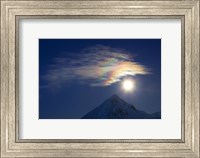 Framed Full Moon with Rainbow Clouds at Ogilvie Mountains