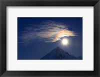 Framed Full Moon with Rainbow Clouds at Ogilvie Mountains