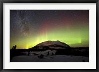 Framed Aurora Borealis and Milky Way over Carcross Desert, Canada