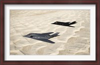 Framed Two F-117 Nighthawk Stealth Fighters over White Sands National Monument