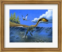 Framed Megapnosaurus Dinosaur Goes for a Swim