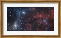 Framed Blue and Red Nebulae in the Camelopardalis Constellation