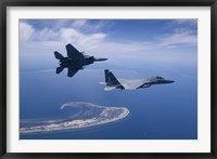 Framed Two F-15 Eagles Fly High over Cape Cod, Massachusetts