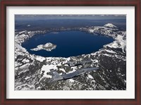 Framed Two F-15 Eagles Fly over Crater Lake in Central Oregon