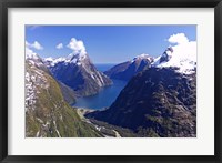 Framed Cleddau Valley, Mitre Peak and Milford Sound, South Island, New Zealand