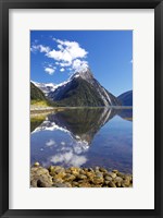 Framed Mitre Peak, Milford Sound, Fjordland National Park, South Island, New Zealand