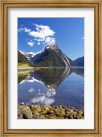 Framed Mitre Peak, Milford Sound, Fjordland National Park, South Island, New Zealand