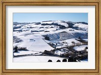 Framed Winter snow near Invermay Research Centre, Taieri Plain, South Island, New Zealand
