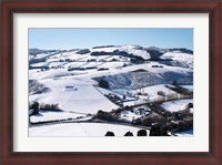 Framed Winter snow near Invermay Research Centre, Taieri Plain, South Island, New Zealand