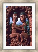 Framed Native Maori, Wooden Tribal Statue, Maori Arts and Crafts Institute, New Zealand