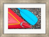 Framed Detail of Red Kayak and Blue Paddle