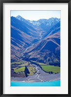 Framed Lake Pukaki and Whale Stream, Ben Ohau Range, South Island, New Zealand