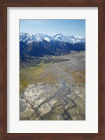 Framed Tasman River and Ben Ohau Range, near Mt Cook, South Canterbury, South Island, New Zealand