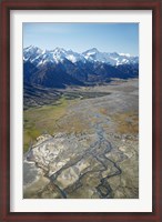 Framed Tasman River and Ben Ohau Range, near Mt Cook, South Canterbury, South Island, New Zealand