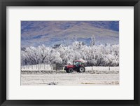 Framed Tractor and Hoar Frost, Sutton, Otago, South Island, New Zealand