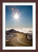 Framed Bruce Road and Clouds, Mt Ruapehu, Central Plateau, North Island, New Zealand