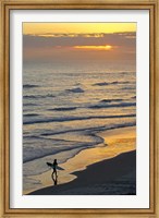 Framed Surfer at Blackhead Beach, South of Dunedin, South Island, New Zealand