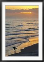 Framed Surfer at Blackhead Beach, South of Dunedin, South Island, New Zealand