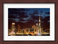 Framed Auckland CBD, Skytower and Waitemata Harbor, North Island, New Zealand