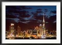 Framed Auckland CBD, Skytower and Waitemata Harbor, North Island, New Zealand