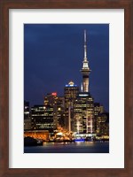 Framed City skyline at night, Auckland CBD, North Island, New Zealand