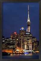 Framed City skyline at night, Auckland CBD, North Island, New Zealand