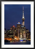 Framed City skyline at night, Auckland CBD, North Island, New Zealand