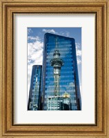Framed Reflection of Skytower in Office Building, Auckland, North Island, New Zealand