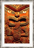 Framed Historic Maori Carving, Otago Museum, New Zealand