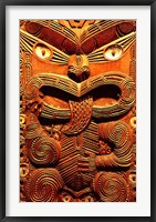 Framed Historic Maori Carving, Otago Museum, New Zealand