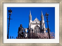 Framed St Pauls Cathedral and Robert Burns Statue, Octagon, Dunedin, New Zealand