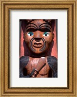 Framed Maori Carving on Arataki Visitors Centre, Waitakere Ranges, Auckland