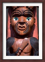 Framed Maori Carving on Arataki Visitors Centre, Waitakere Ranges, Auckland